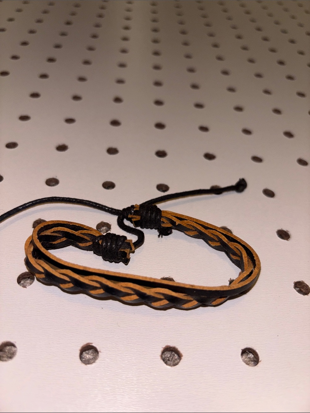 Braided Black and Tan Leather Men's Bracelet